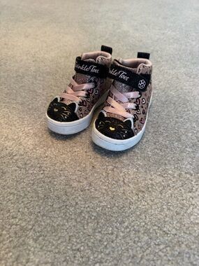 Toddler Twinkle Toes Pink Glitter Cat High-Top Sneakers